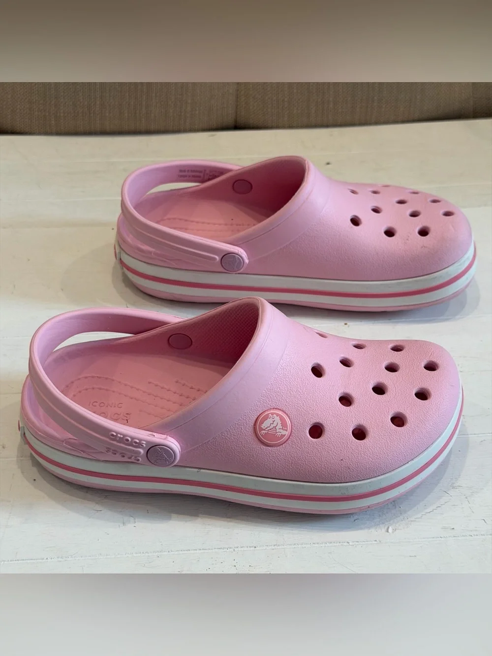 Crocs Crocband Clog Shoes, Pearl Pink Kids Classic Clog C 13 Light Pin
